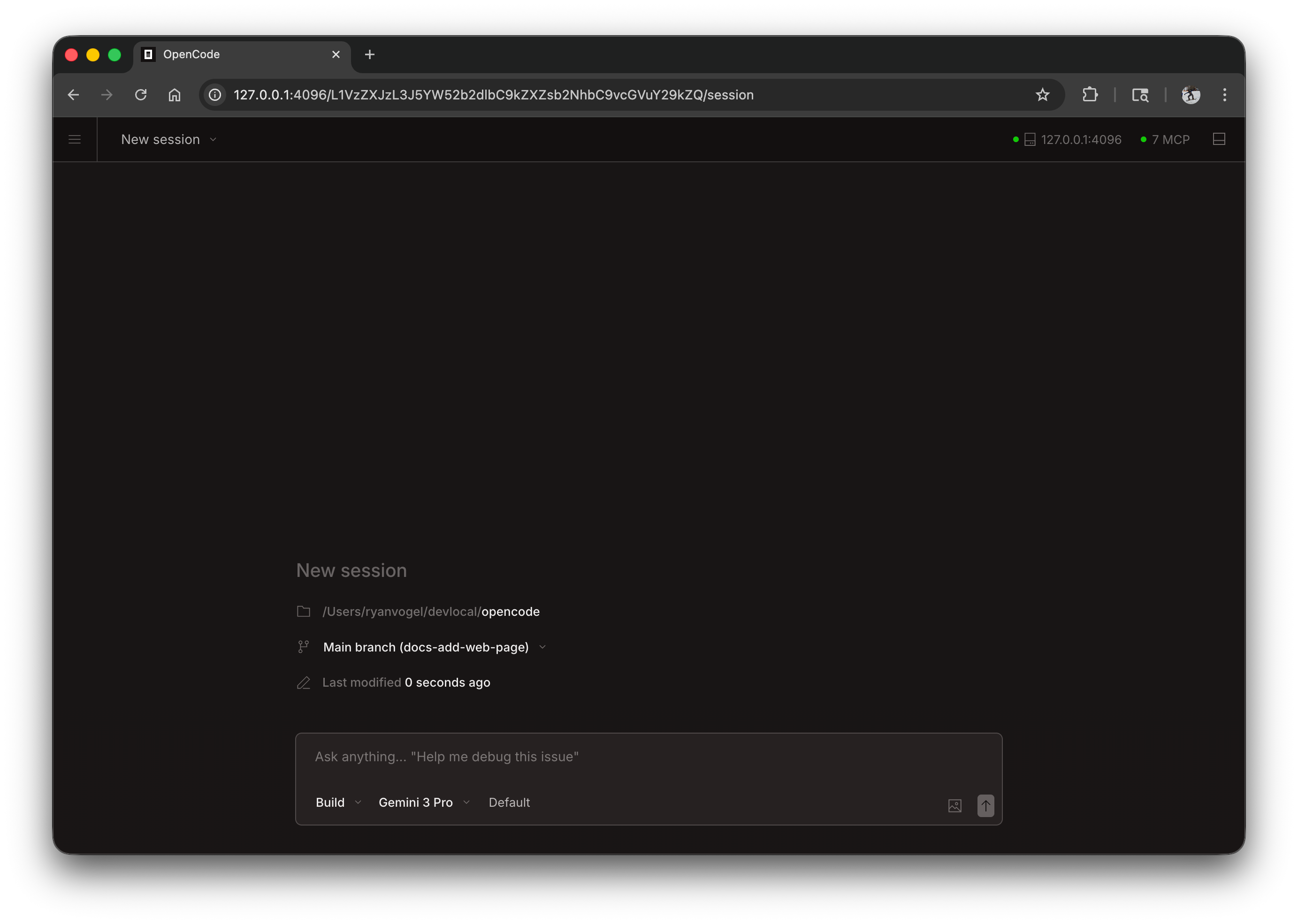 OpenCtrlC Web - New Session